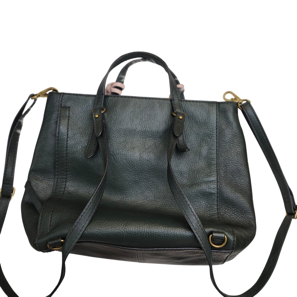 Fossil Camilla Convertible Backpack Tote Dark Green Pebbled Leather Boho Key - Picture 11 of 14